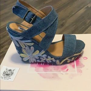 Blue Jean Denim Wedges